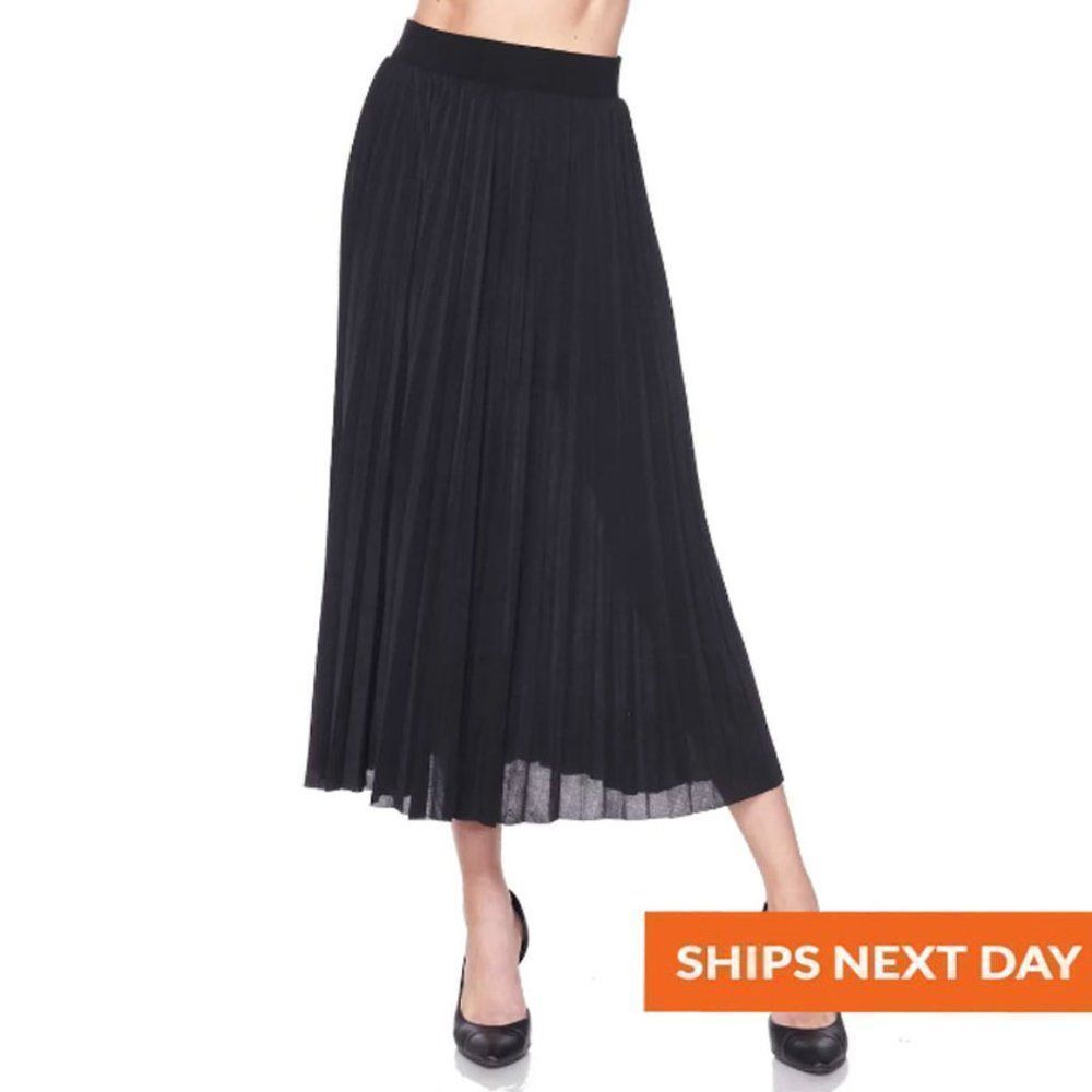 COPY - Solid Pleated Midi Skirt for women